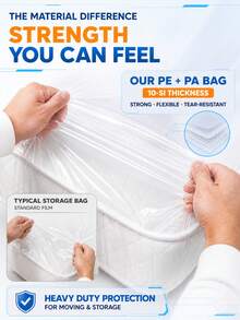 Moving & Storage Vacuum Storage Bag For Mattress, Extra Large Double Memory Foam Latex Spring Mattress Cover, With 4500Pa 1500mAh USB Rechargeable Electric Pump, Sealable Compression Protection Bag, Suitable For Self-Storage & Returns, Space-Saving - View 7
