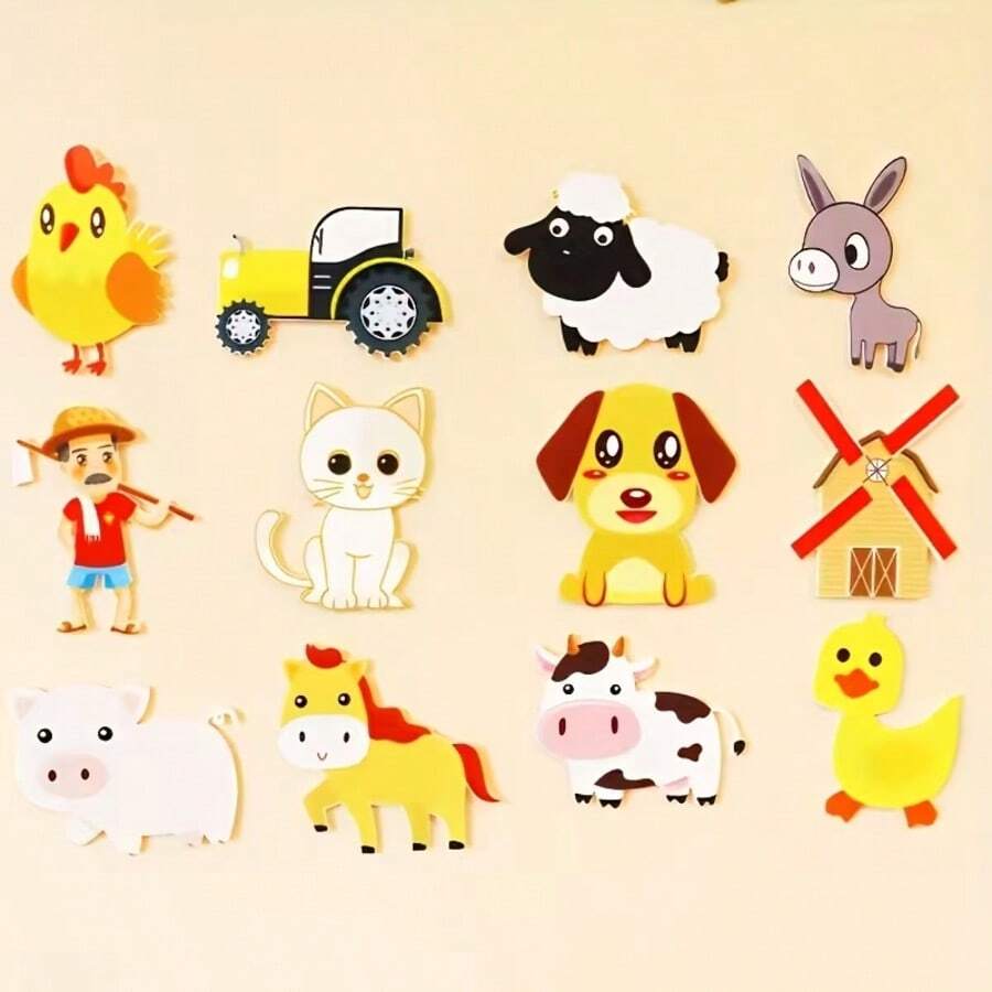 hoojojo Set Mainan Bercerita dari Kain Felt 12 Buah, Tema "Old MacDonald Had A Farm", Mainan Edukasi Pembelajaran Dini, Alat Peraga Permainan Interaktif di Kelas, Hadiah Kreatif, Perlengkapan Sekolah, Alat Bantu Mengajar, Perlengkapan Penting untuk Kembali ke Sekolah