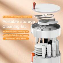 20 In 1 Multifunctional Electronic Cleaning Kit, Portable Cylinder Cleaner Brush Set For Keyboard, Bluetooth Earbuds, Laptop, Camera, Cell Phone - White - View 2