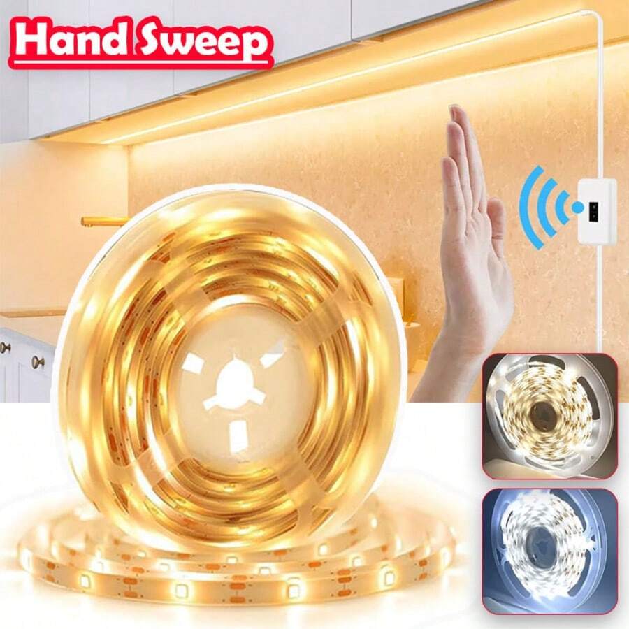 Acosh Neon USB LED Strip Light With Hand Motion Sensor, Under Cabinet Led Lighting, LED Light Strips Kitchen, Cabinet, Shelf, Counter, Bedroom, Motion Sensor Closet Lights