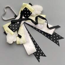 1pc Polka Dot Ribbon Bow Bag Charm, Anime Cosplay Concert Convention Lolita Ita Bag Accessory, Lace Star Tulle Plush Wings Heart Buckle Handmade Idol Fan Decoration, Landmine Style - A - View 5