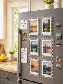 4/1pc Magnetic Fridge Photo Frame, 3/4/5/6 Inch Multi-Size Creative Photo Stickers, No Drilling Decoration, Kitchen Office Ins Style Magnetic Photo Frame, Christmas Atmosphere Decorative Painting - Multiple Styles - View 5