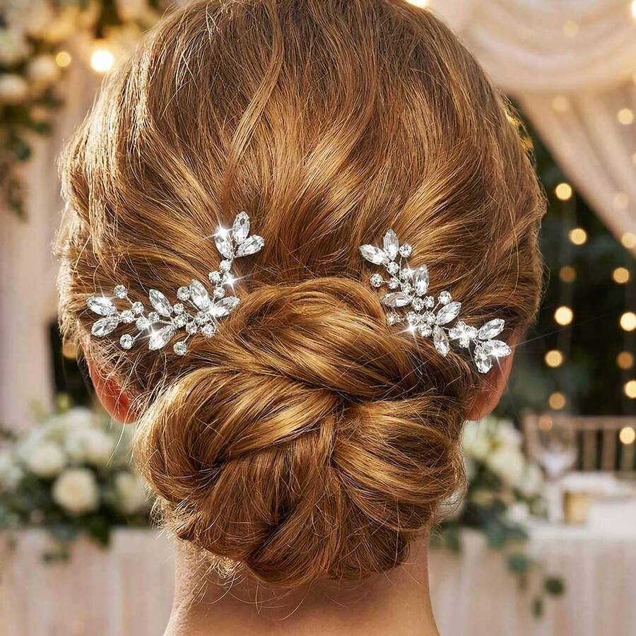 2Pcs Shiny Elegant Party Iron Hair Sticks Bridal Wedding Hair Accessories All Seasons - Color - View 1