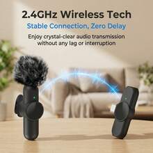 HITOZON Wireless Clip-On Microphone For Smartphones, Plug And Play, Suitable For Video Recording, Teaching, Interviews, Podcasts, Vlogs And More - Black - View 5