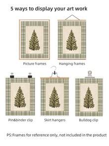 1pc Frameless Vintage Christmas Tree Pattern Neutral Rustic Modern Cottagecore Holiday Wall Art Dorm Bedroom Apartment Decor Back To School Funky Posters Dorm Essentials - Christmas Tree - View 7