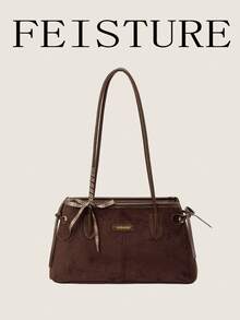 FEISTURE 1件裝 時尚腋下單肩包 大容量女款通勤包 適合日常出遊、約會、通勤 - 咖啡 - 查看 8
