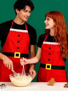 1pc Santa Claus Chef Style Red Apron, Suitable For Home Kitchen, Christmas Party, Christmas Dinner, New Year Party, Restaurant, Hotel, Cafe And Other Occasions - One Size Fits All - View 6
