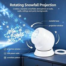 USB Dynamic White Snowflake Projection Light, Indoor Snowflake Projector, LED Rotating Snowflake Light Landscape Decoration, Suitable For Wedding Party, Gathering, Party Floor, Ceiling, Create Holiday Atmosphere, Room, Living Room, Bedroom, Thanksgiving, Christmas, Halloween - D-White - View 2
