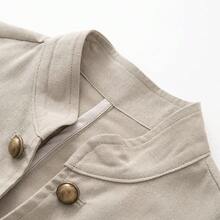 Women's Vintage Button Long Sleeve Lightweight Blazer - Apricot - View 4