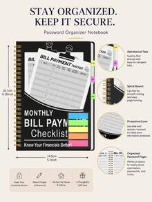 1pc Monthly Bill Payment Tracker Notebook, Undated Budget Ledger With Expense & Savings Records, Halloween Notebook For Office Decor And Accessories, Nurse Essentials, Bible Study Materials - A - View 5