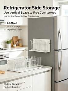 Multifunctional Magnetic Cup Holder Space-Saving Design 3-Tier Refrigerator Storage Rack Suitable For Cups, Glassware And Water Bottles Strong Magnetic Base Perfect For Kitchen And Bathroom Storage Modern Kitchen Accessory - Multicolor - View 8