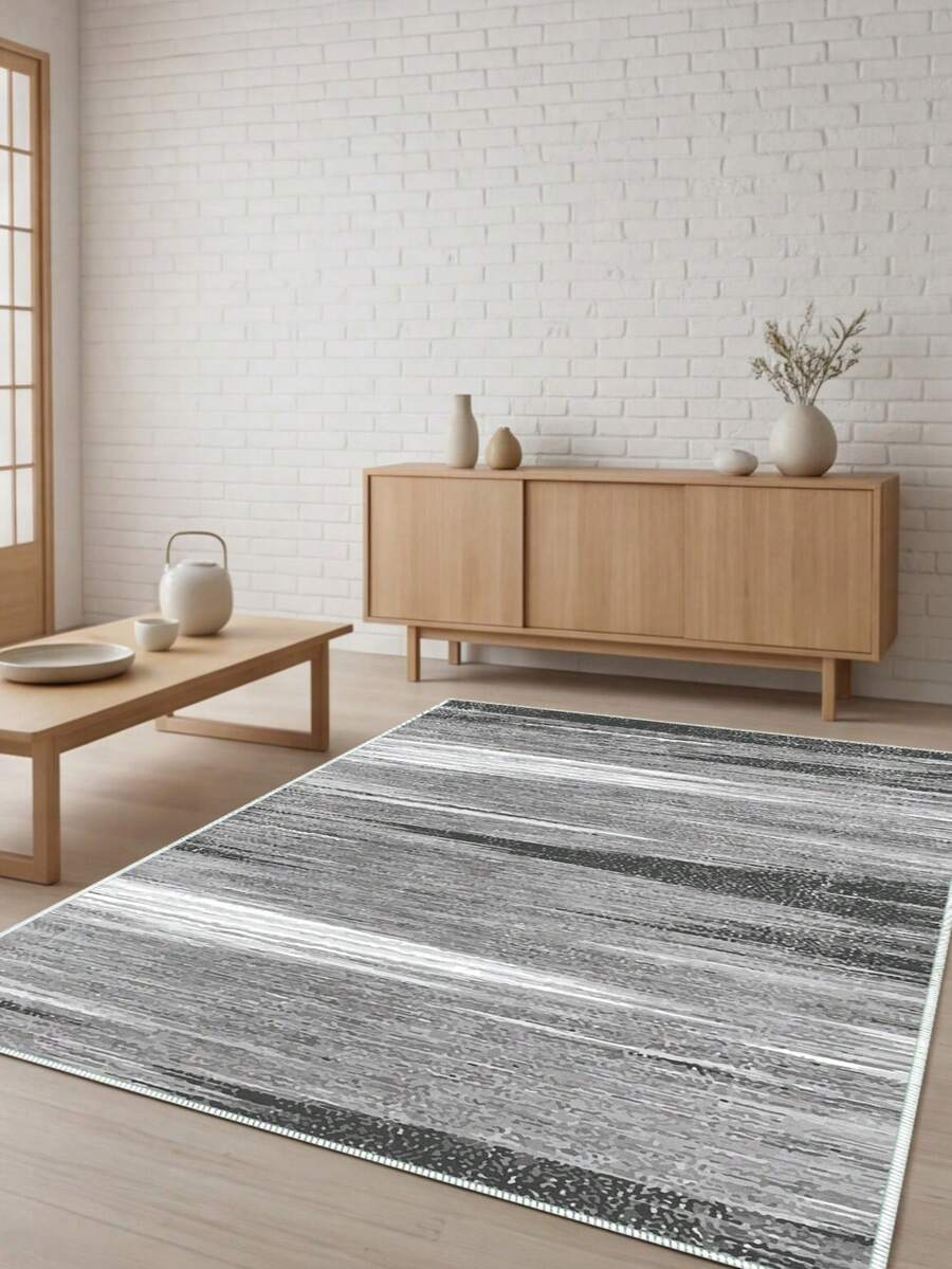 Digitally Printed Non-Slip Washable Runner And Area Rug Living Room Carpet, Modern Design | Modern, Scandinavian, Bohemian And Classic Styles | 100% Polyester - Grey - View 1