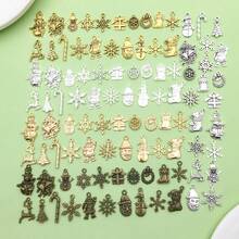 20/100pcs Alloy Christmas Charms Mixed Santa Snowman Snowflake Bell Gift Box Pendants For DIY Bracelet Necklace Jewelry Making Supplies - Multicolor - View 1