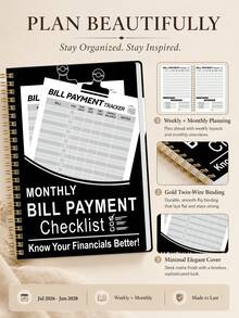 1pc Monthly Bill Payment Tracker Notebook, Undated Budget Ledger With Expense & Savings Records, Halloween Notebook For Office Decor And Accessories, Nurse Essentials, Bible Study Materials - A - View 4