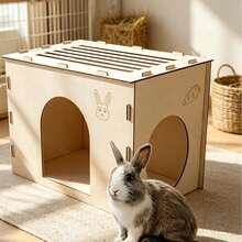 兔子寵物木製小屋 透氣躲藏屋 小型寵物籠休息巢玩具 - 20*17 - 查看 4