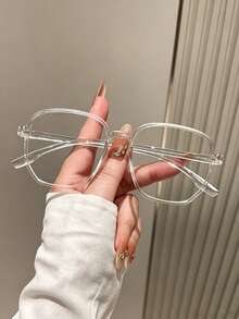 1Pc/3Pcs Polygon Large Frame Fashion Glasses, Suitable For Daily Wear, Holiday Gifts, Casual, Formal Occasions, Exquisite Style - Transparent - View 3