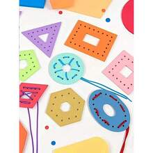 8-Piece Wooden Beading Set - Early Education Tool, Various Shaped Beads, Suitable For Early Education Teaching. Ideal Gift For Birthdays, Halloween, And Christmas. - Multicolor - View 1