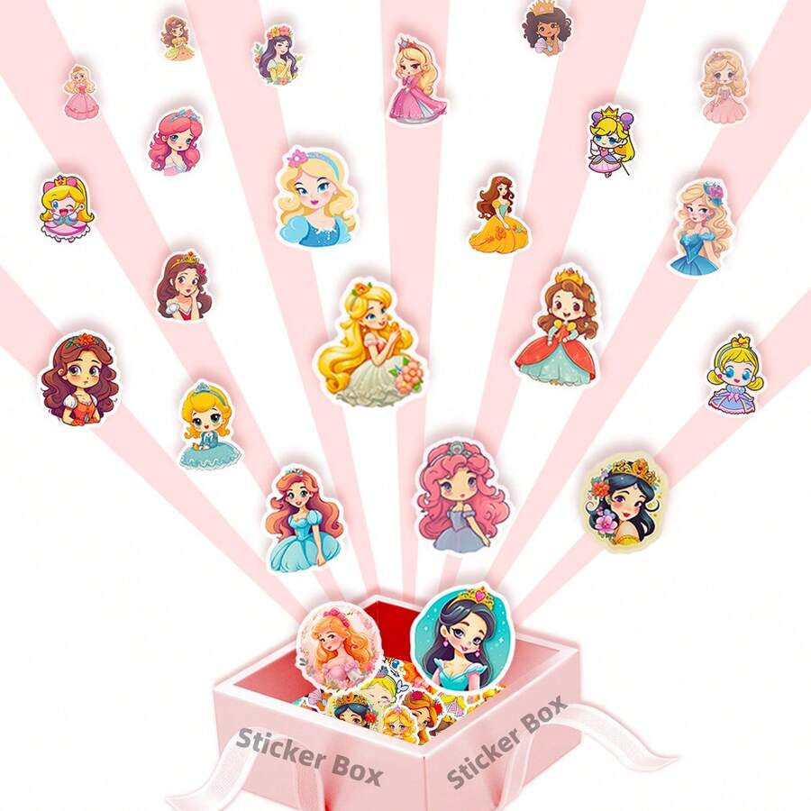 somoving 50 buah Stiker Putri Bergaun Kartun untuk Anak TK, Mainan Menggambar untuk Anak Perempuan, Stiker Putri Cantik - MultiWarna - View 1