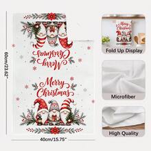 2pcs Christmas Vintage Gnome And Red Cardinal Pattern Kitchen Towels, Rectangular Microfiber Kitchen Towels, Dish Cloths, Scouring Pads, Hand Towels, Cooking Baking Tea Towels, Christmas Kitchen Decor, Housewarming Gift, Birthday Gift, Bathroom Cleaning Cloths, Decorative Towels - White - View 4