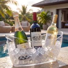 INNOVATIVE LIFE 2pcs Clear Acrylic Boat-Shaped Ice Bucket With Ice Scoop - Thickened Shatterproof Suitable For Wine, Beer, Champagne, Parties, Camping, Outdoor, Plastic Beverage Tub For Gatherings - View 7