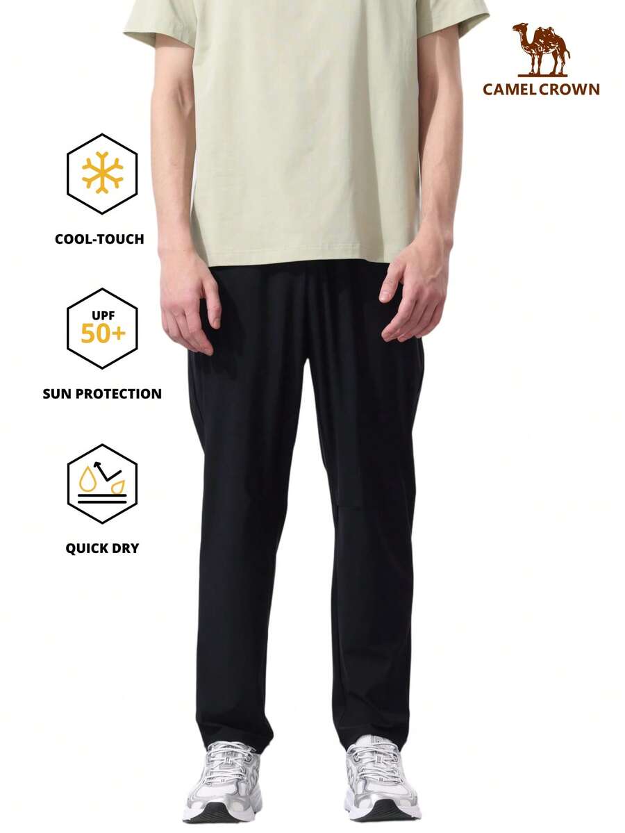 CAMEL CROWN Men's Quick-Dry Pants, Summer Moisture-Wicking Outdoor Sports Pants, Loose Straight-Leg Casual Long Pants - Phantom Black - View 1