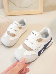 1 Pair Kids' Hook And Loop Colorblock Casual Sports Shoes - Beige - View 3