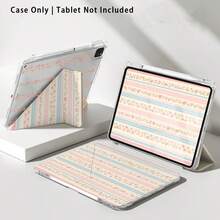 Striped, Floral Pattern Painted Effect Tablet Protective Case With Stand, Compatible With Honor 8/9/10/X8/X8A/X9/X8Pro/X9Pro, MatePad SE 11"/MatePad 11"/11.5", MatePad Pro, Apple 10th/11th Gen 2025 (A16), Galaxy Tab A7/A9 And Other Popular Models - Style 2 - View 8