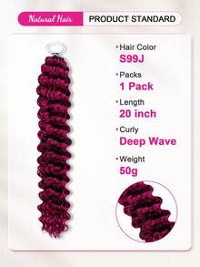 Deep Wave Crochet Human Hair 16-24 Inch Burgundy Color Invisible Miracle Knots Style For Boho Braids - S99J - View 3