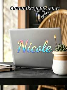 5/4/3/2/1 Inches Customized Name Stickers, Suitable For Windows, Water Bottles, Cups, Glassware And Wedding Occasions. Personalized Name Decals, High-Quality Vinyl Stickers, Customizable Letters, Suitable For Walls And Home Decor. - Multicolor - View 3