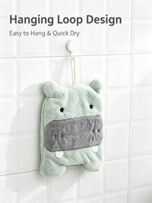 Cute Cartoon Hanging Absorbent Coral Fleece Hand Towel For Kids, Kitchen And Bathroom - Multicolor - View 5