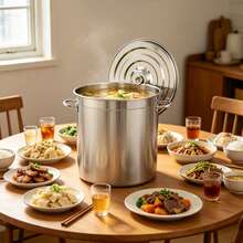 Silver 53Qt 201 Stainless Steel Stockpot With Lid Large Capacity Multi‑Function Soup Pot For Home Commercial Catering - View 5