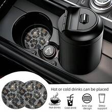 2pcs Shiny Car Accessories Cup Holder Coasters, Women's Style, Leopard Print Rhinestone Car Cup Coasters, Beverage Cup Coasters, 2.75 Inches - Rhinestones - View 7