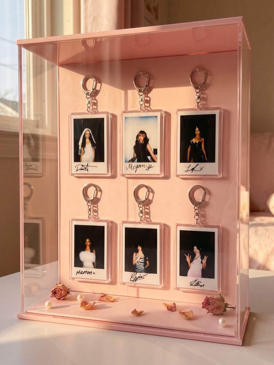 1pc/6pcs KATSEYE Members Autograph Photo Aesthetic Acrylic Keychains, All Member Vintage Signed Photo Series Rectangular Pattern Pendant, Backpack & Car Key Accessories, K-Pop & Western Pop Music Fan Gift - Multicolor - View 1