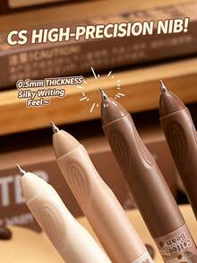 1/4pcs Daily Coffee DIY Beaded Clickable Neutral Ink Pens, Quick-Dry Black Ink Ballpoint Pens, Soft Grip Ergonomic Highly Attractive Student Writing Stationery, Learning Supplies, Back To School Gift For Friends - Coffee Beans - View 4