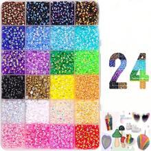 32,000pcs/40 Colors/6mm Flat Back Rhinestone Set, Multi-Color Handmade Gemstone Set With Pickup Pen And Tweezers, Suitable For DIY, Clothing, Shoes, Shiny Decorations, Colorful Mixed Palette - Multicolor - View 7