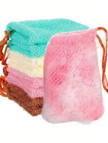 1pc Exfoliating Soap Net Bag, Reusable Bar Soap Pouch, Shower Soap Saver And Lathering Body Scrubber - Multicolor - View 4
