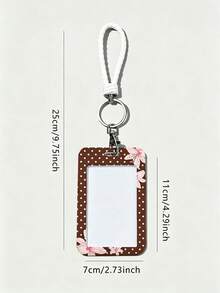 Soft Pink Lily Polka Dot Pattern Personalized Retractable Card Holder, Keychain Pendant Bag Charm, Student ID & Transit Card Protective Sleeve, Suitable For Office Workers And Students Daily Use - Multicolor - View 7