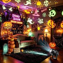 1pc Colorful Halloween Projection Light With Bat And Pumpkin Projections, Suitable For Haunted Decor, Manual Rotating Beam, USB Powered Holiday Party Decoration, Indoor Horror Atmosphere Light, Plastic Shell With Light Source - Multicolor - View 2