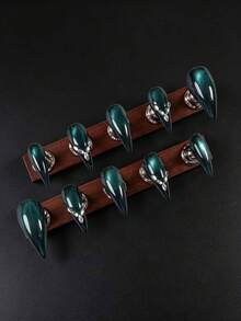 10片裝 25mm 獨特個性化復古街頭風極簡休閒優雅日常精緻甜美可愛深藍色貓眼手工短款貓爪穿戴式假指甲套組，適合女孩與女性，讓你更迷人 - 水鴨藍 - 查看 3
