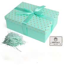 Collapsible Gift Box With Ribbon And Lid, 25 X 18 X 8.5 Cm, Complete Set With Raffia Filling Material And Greeting Card, Versatile Use For Valentine's Day, Birthdays, Christmas And Wedding Gifts - Green - View 7