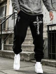 Men's Spring/Autumn Thin Casual Cuffed Long Pants, Elastic Sports Sweatpants, Fashionable - Black - View 1