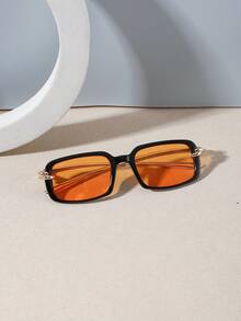 1 PC Men's Retro Square Fashion Glasses Lightweight Metal Temples Solid Color Lens Eyewear For Daily Travel Vacation With Glasses Box - Multicolor - View 14