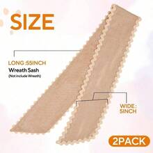 1PC Scalloped Wreath Sash For Front Door Ruffle Wreath Ribbon For Yard Porch Garland Home Decor Garden Flag Outdoor Decor Home Decor. Beautiful Ornament, Brightens Up Your Courtyard, Porch And Entrance All Year Round - Khaki - View 3