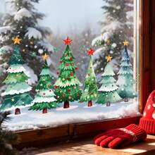 1pc/2pcs/3pcs Christmas Tree Static Cling Window Sticker, Luxury Gold White Green Xmas Tree With Golden Star , Decor For Home, Shop,Indoor Xmas Party - Multicolor - View 10