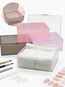 4/2/1pc Empty Multi-Function Rectangular Storage Box, Polished Nail Art Tool Box, Nail Accessory Storage Box, Cosmetic Organizer Box, Suitable For Nail Polish Remover And Cotton Pads - Multicolor - View 2