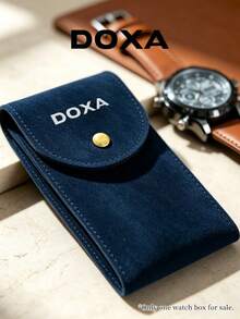 DOXA Mini Lightweight Watch Protective Storage Bag, Business Travel Gift Watch Pouch - Navy Blue - View 3