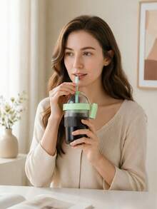1pc Portable, Reusable Travel Cup Suitable For Home, Office, Outdoor, And Sports Use. An Essential Cup That Is Perfect For Both Students And Adults. Practical Yet Stylish, It Is Suitable For Both Hot And Cold Beverages. Makes A Great Gift. - Multicolor - View 10
