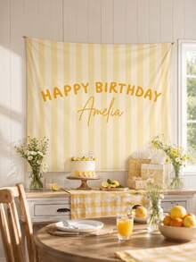 Personalized Striped Party Banner, Birthday Welcome Banner, Customized Design Birthday Wall Decor, Room Decoration Wall Decor, Home Decor, Autumn Home Decor, Cute Party Decoration, Suitable As Birthday Gift, Holiday Gift, Anniversary Gift - Multicolor - View 4