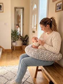 Leopard Print U-Shaped Nursing Pillow Soft Support Breastfeeding Pillow Multifunctional Pregnancy Belly Support Backrest Pillow Baby Nursing Feeding Waist Support Cushion - Grey Leopard Print - View 4