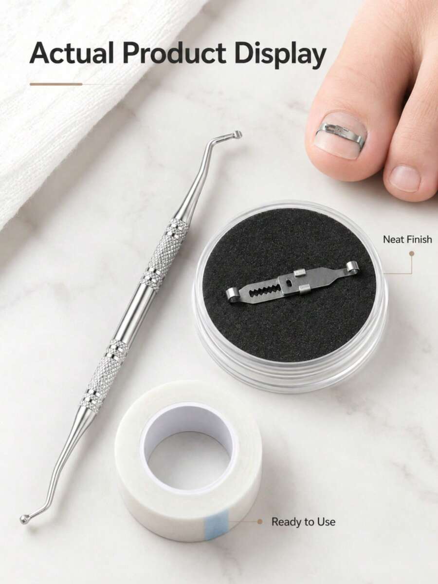 3pcs/Set Stainless Steel Ingrown Toenail Correction Tool Set, Painless Treatment For Ingrown Nails And Paronychia, Suitable For All Types Of Foot Care - Multicolor - View 1